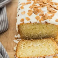 coconut bread with glaze sliced