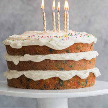 funfetti cake with birthday candles