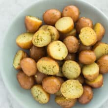 garlic instant pot potatoes overhead on plate