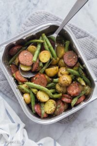sausage potatoes and green beans in one pan
