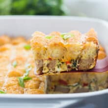 tater tot breakfast casserole scoop