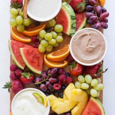 cream cheese fruit dip flavors on fruit platter