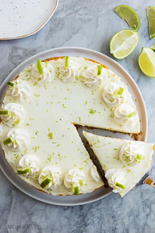 slice of key lime cheesecake