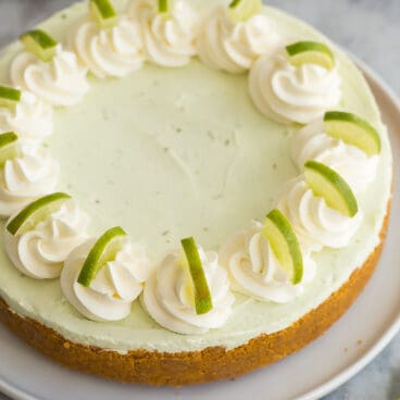 whole no bake key lime cheesecake with whipped cream