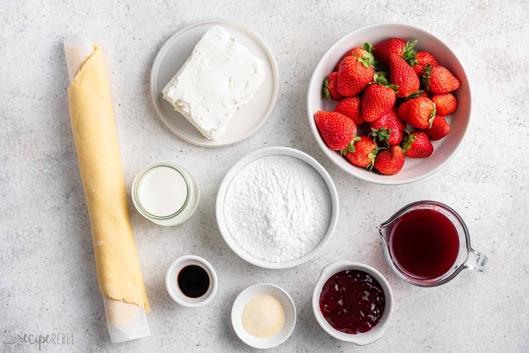ingredients needed for strawberry cream cheese pie.