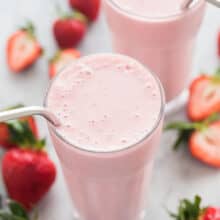 strawberry smoothie in glass