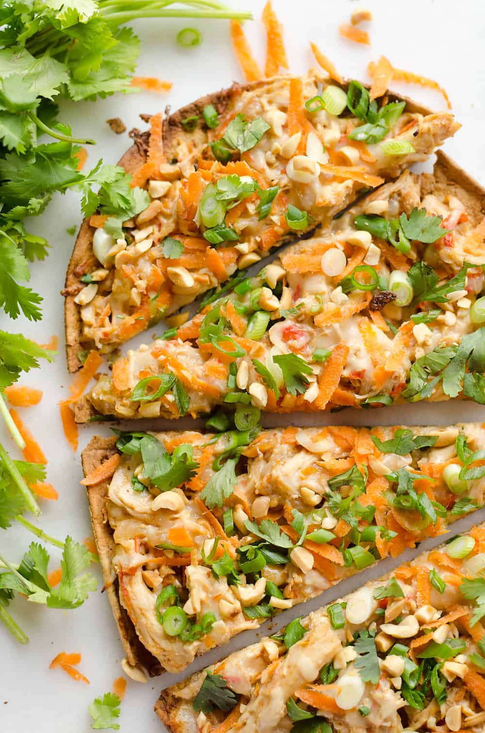 thai peanut chicken flatbread