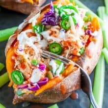 buffalo chicken sweet potatoes