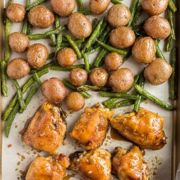honey garlic chicken thighs sheet pan dinner