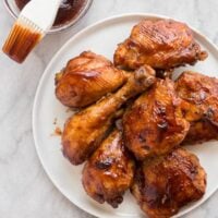 instant pot bbq chicken on white plate