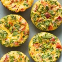 mini frittata muffins overhead close up