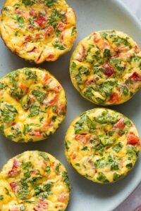 mini frittata muffins overhead close up