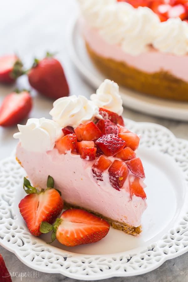 slice of strawberry cheesecake