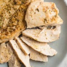 crockpot chicken breast on blue plate