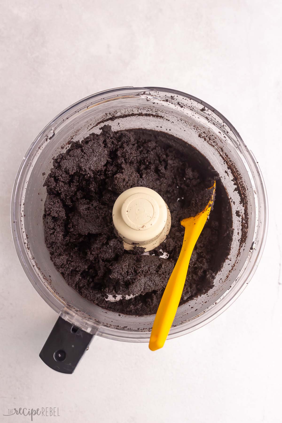 oreo crumb mixture in food processor.