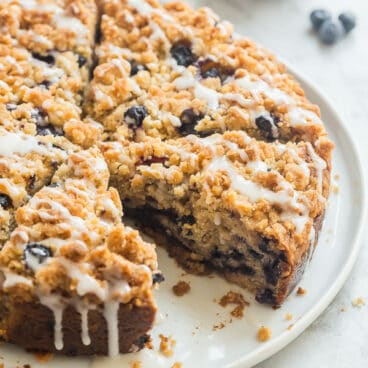 blueberry coffee cake whole with glaze