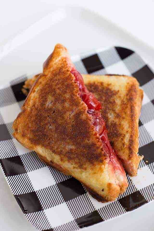 cherry mountain pie on black and white checkered plate