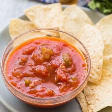 homemade salsa recipe in glass bowl