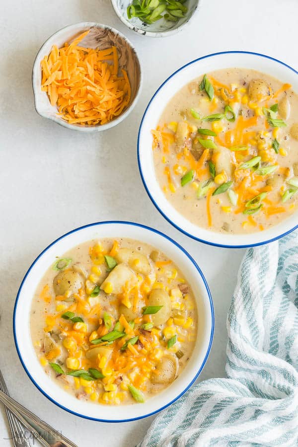 Instant Pot Chicken Potato Corn Chowder with Bacon