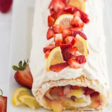 strawberry angel food cake roll