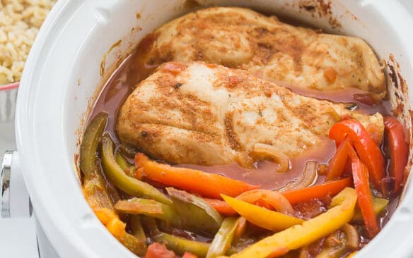 slow cooker chicken fajitas in crockpot