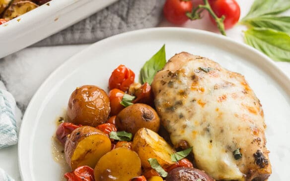 caprese chicken plated