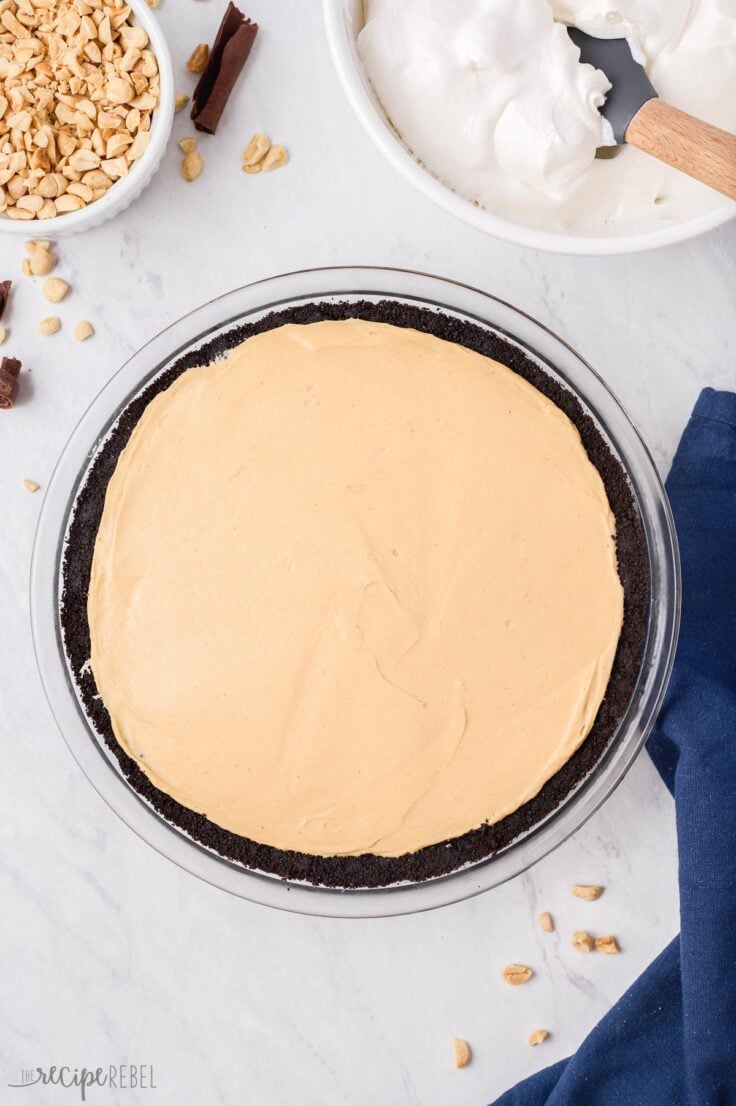 peanut butter filling added to chocolate oreo crust