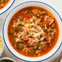 stuffed pepper soup close up