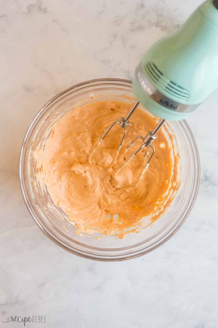 beat cream cheese dressing and buffalo sauce until combined