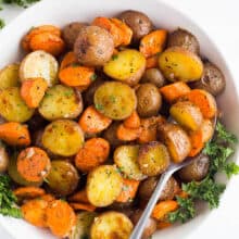 roasted potatoes and carrots in bowl