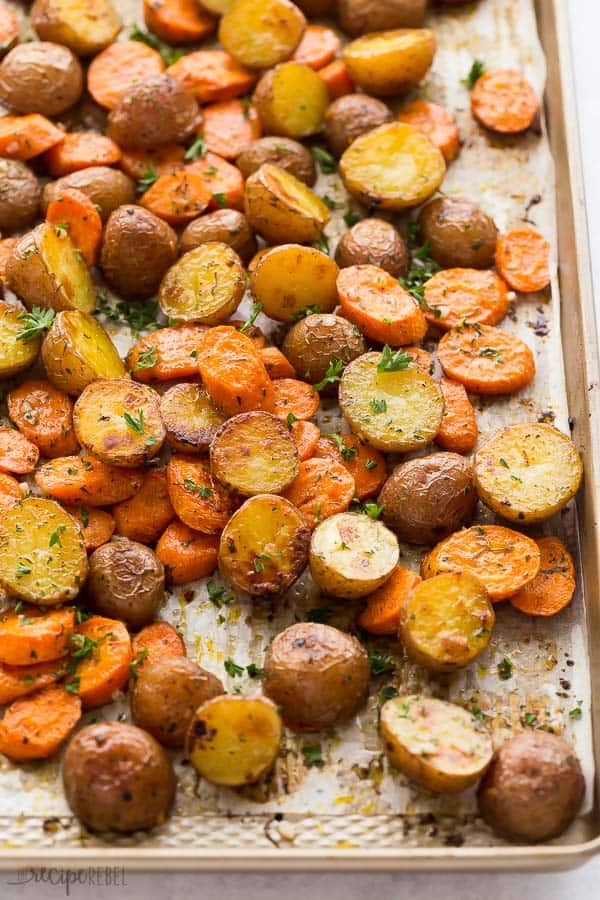 Roasted Potatoes and Carrots with Garlic Butter  - Family Dinner Recipes