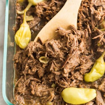 crockpot italian beef in glass dish