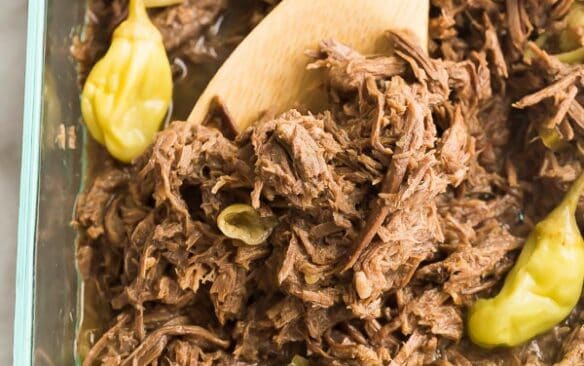 crockpot italian beef in glass dish