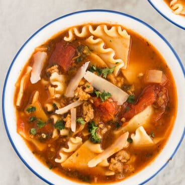lasagna soup in bowl