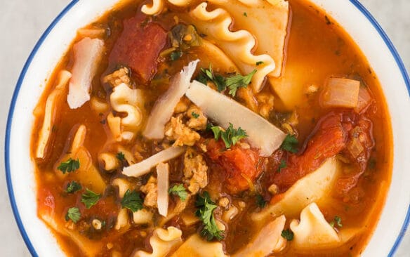 lasagna soup in bowl
