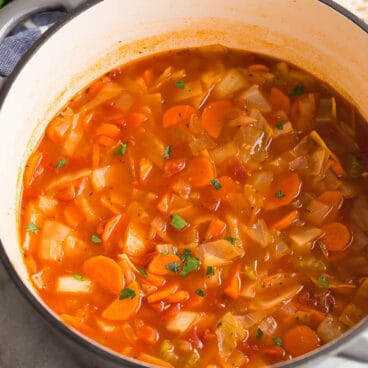 cabbage soup in pot