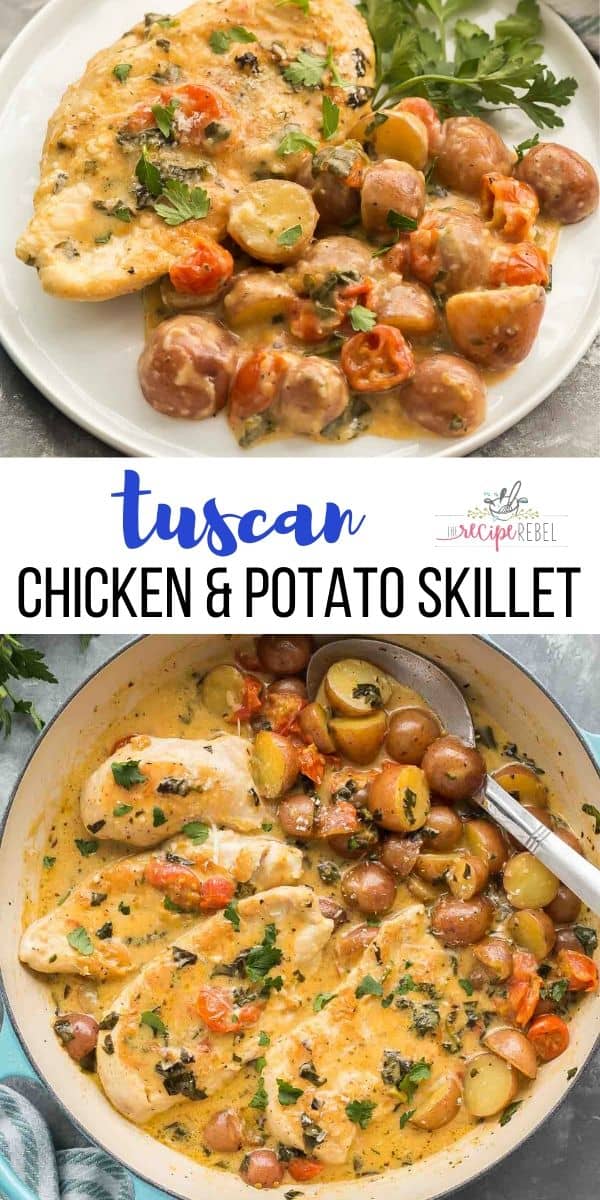 One Pan Tuscan Chicken and Potato Skillet Recipe + VIDEO