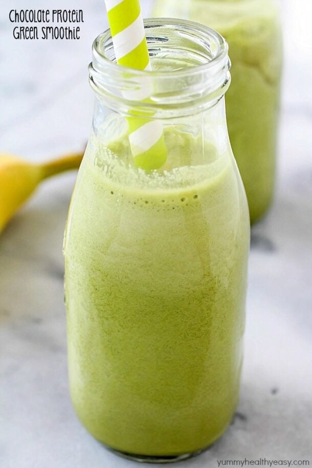 Yummy Healthy Easy CHOCOLATE PROTEIN GREEN SMOOTHIE