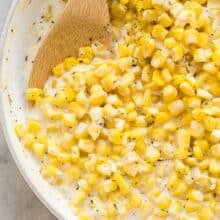 creamed corn close up