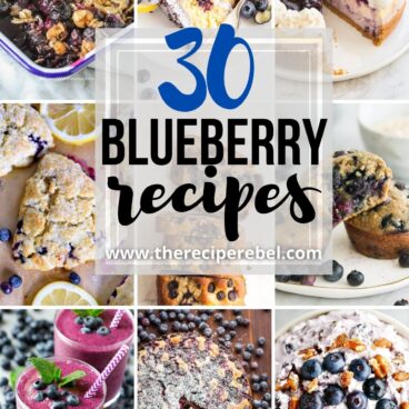 Pinterest title image and collage for 30 Blueberry Recipes