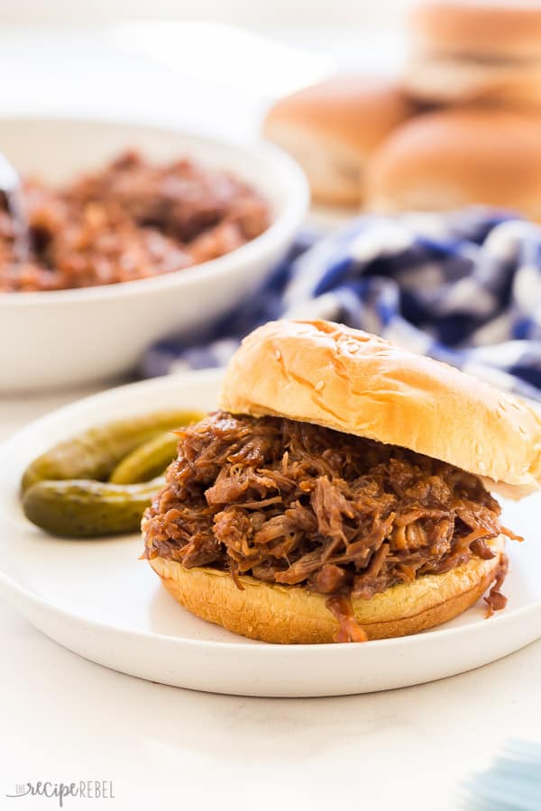 pressure cooker pulled pork on a bun