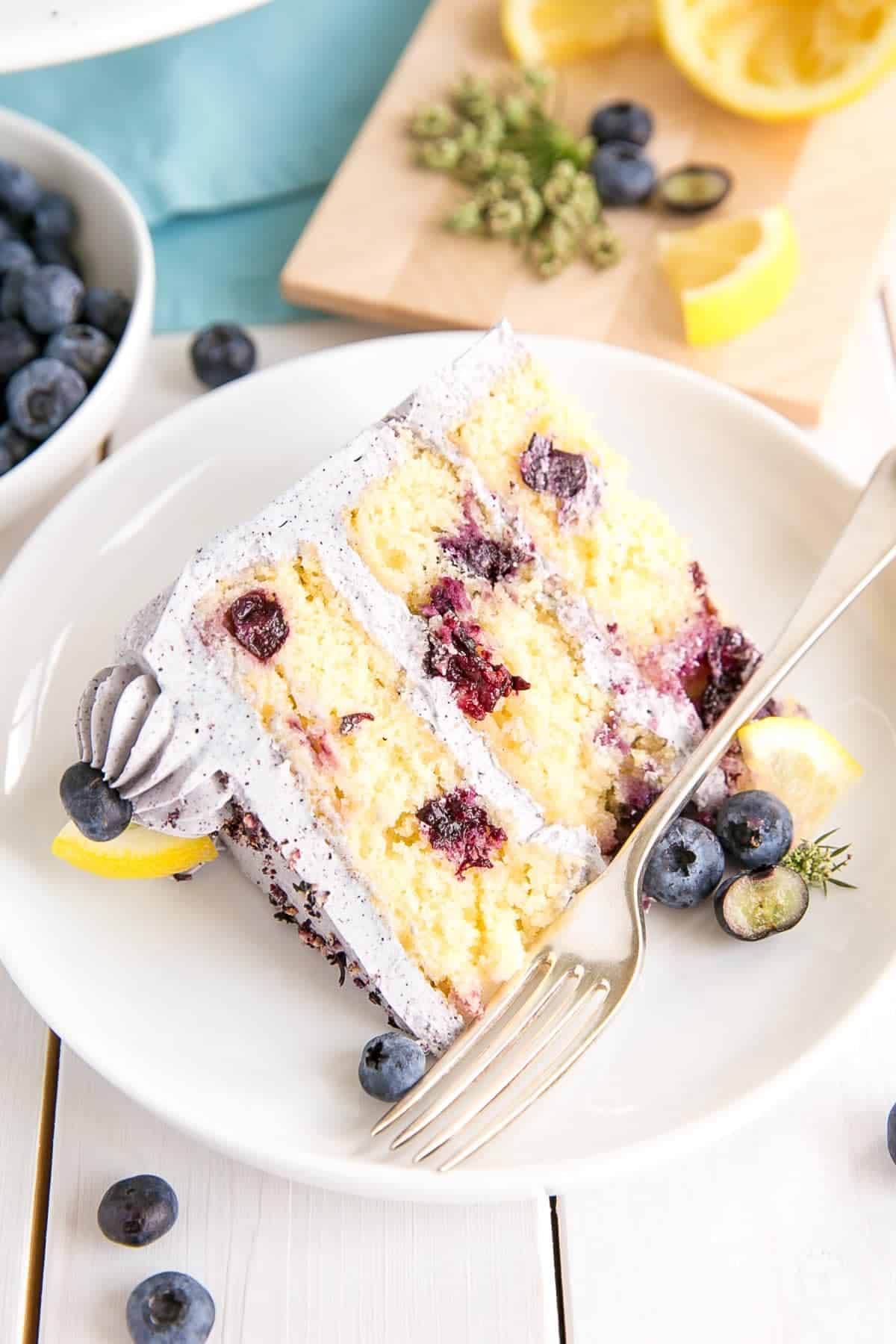 lemon blueberry cake slice