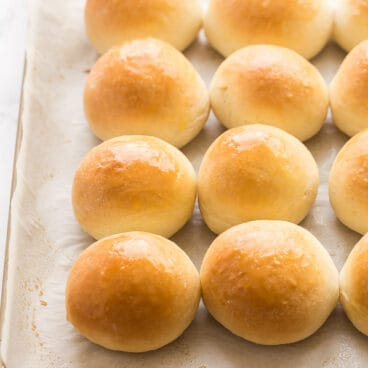 moms homemade buns on baking sheet