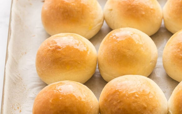 moms homemade buns on baking sheet