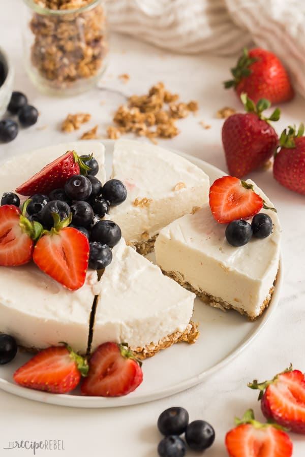 yogurt breakfast tart with fruit sliced