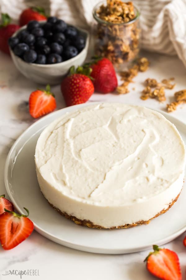 yogurt breakfast tart on granola crust whole