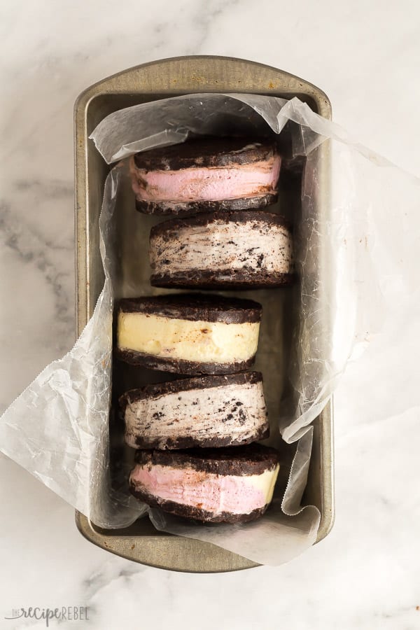 ice cream sandwiches in tin