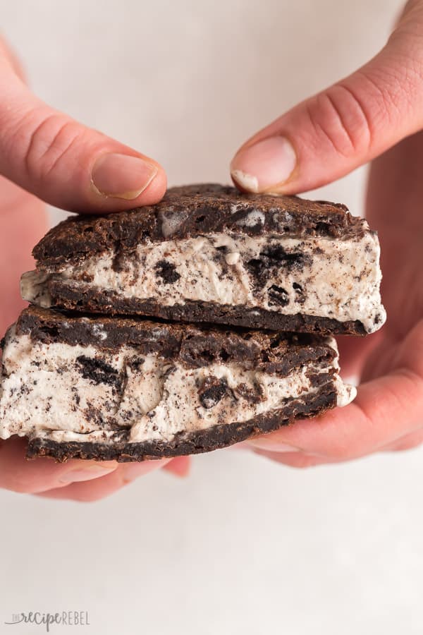 ice cream sandwich cut in half