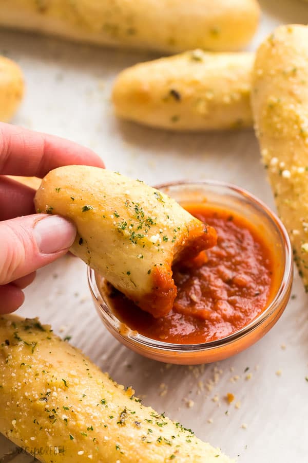 breadstick recipe dipped in tomato sauce