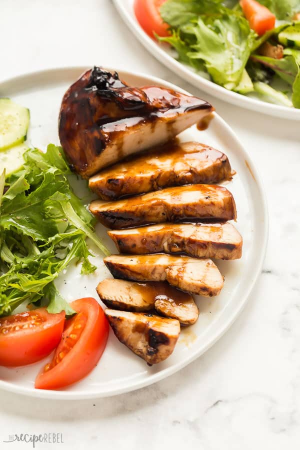 grilled chicken breast sliced on plate